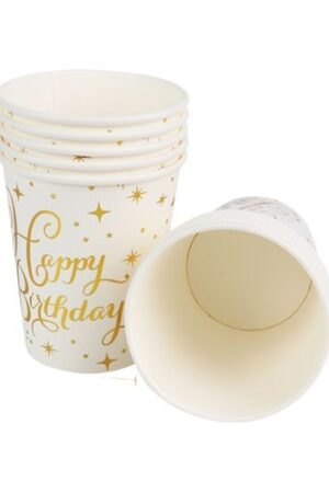 Kubeczki papierowe napis Happy Birthday 6szt