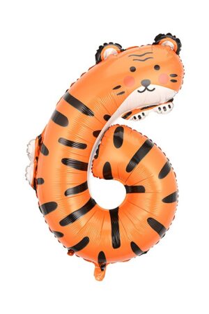 Balon foliowy cyfra 6 zwierzątka 40cali