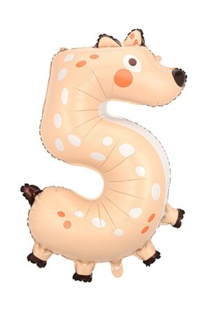 Balon foliowy cyfra 5 zwierzątka 40cali