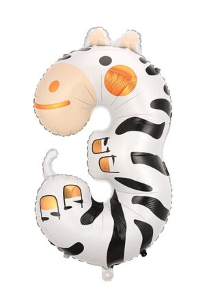 Balon foliowy cyfra 3 zwierzątka 40cali