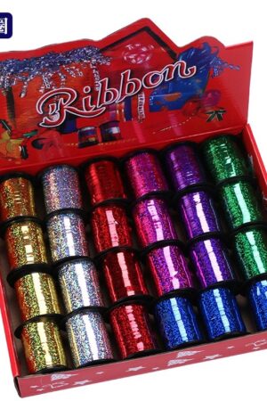 Wstążka plastikowa holograficzna mix kolor 10m, 24szt