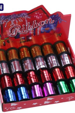 Wstążka plastikowa błyszcząca mix kolor 10m, 24szt