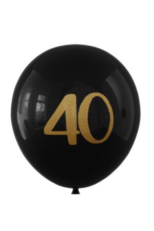 Balon lateksowy czarny z napisem 40, 12cali 100szt
