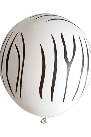 Balon lateksowy biały z nadrukiem zebra 12cali, 100szt Animal Print