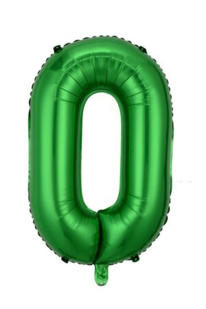 Balon foliowy cyfra 0 zielony, 40 cali