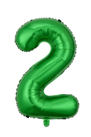 Balon foliowy cyfra 2 zielony, 40 cali