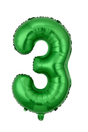 Balon foliowy cyfra 3 zielony, 40 cali