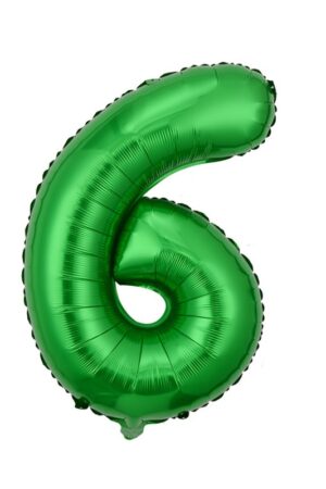 Balon foliowy cyfra 6 zielony, 40 cali