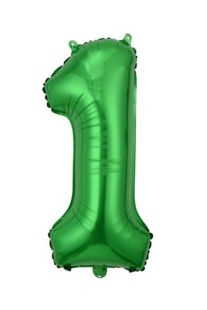Balon foliowy cyfra 1 zielony, 40 cali