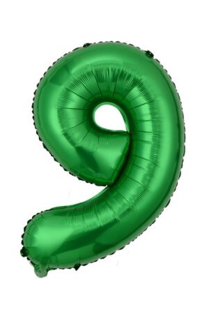 Balon foliowy cyfra 9 zielony, 40 cali