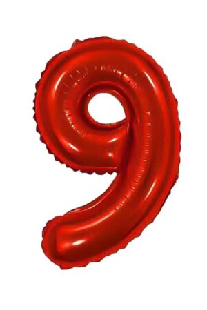 Balon foliowy cyfra 9 czerwona, 40 cali