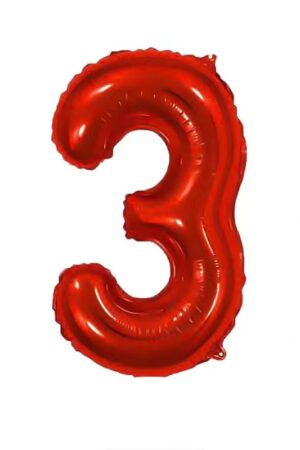 Balon foliowy cyfra 3 czerwona, 40 cali