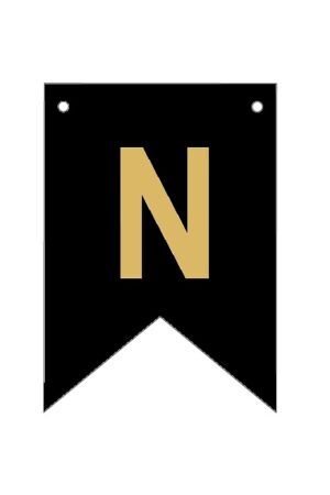 Baner czarno złoty litera N 16,5 cm