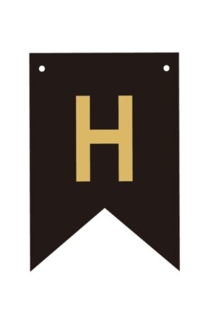 Baner czarno złoty litera H 16,5 cm