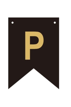 Baner czarno złoty litera P 16,5 cm