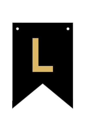 Baner czarno złoty litera L 16,5 cm