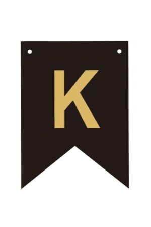 Baner czarno złoty litera K 16,5 cm