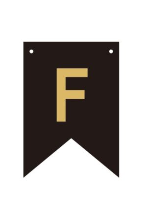 Baner czarno złoty litera F 16,5 cm