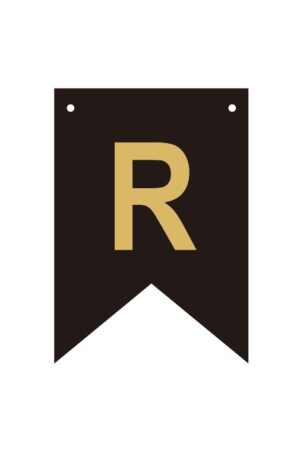 Baner czarno złoty litera R 16,5 cm