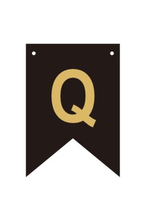 Baner czarno złoty litera Q 16,5 cm