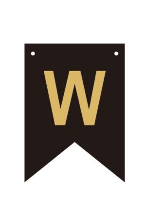 Baner czarno złoty litera W 16,5 cm