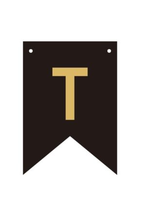 Baner czarno złoty litera T 16,5 cm