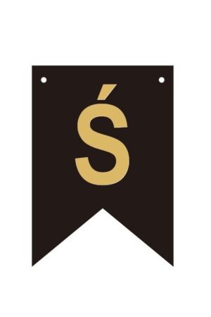 Baner czarno złoty litera Ś 16,5 cm