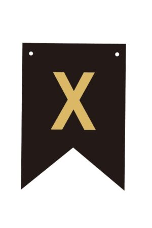 Baner czarno złoty litera X 16,5 cm
