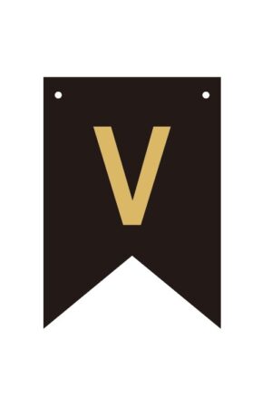 Baner czarno złoty litera V 16,5 cm