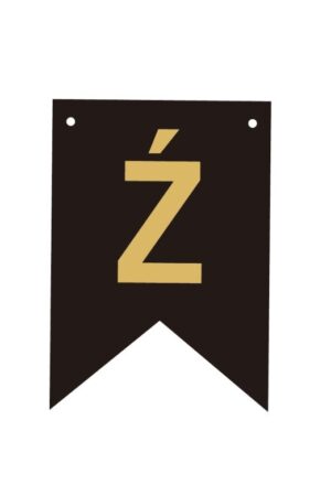 Baner czarno złoty litera Ź 16,5 cm