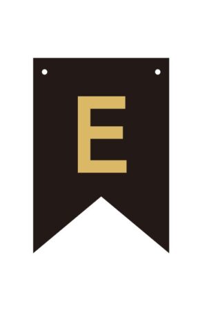 Baner czarno złoty litera E 16,5 cm