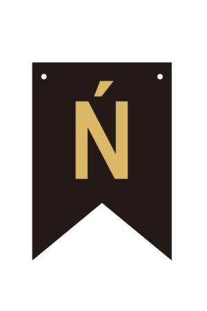 Baner czarno złoty litera Ń 16,5 cm