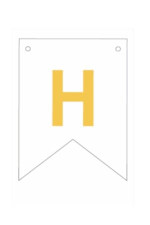 Baner biała złoty litera H 16,5 cm