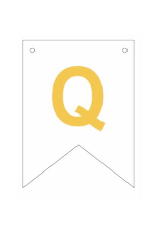 Baner biała złoty litera Q 16,5 cm