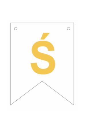 Baner biała złoty litera Ś 16,5 cm