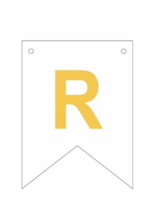Baner biała złoty litera R 16,5 cm