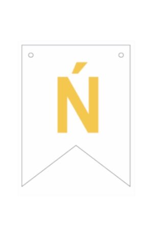 Baner biała złoty litera Ń 16,5 cm