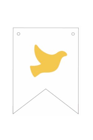 Baner biało złoty Gołąb Komunia 16,5 cm