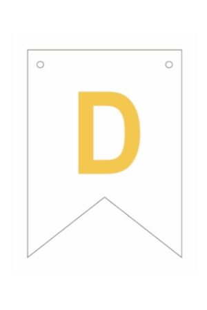 Baner biała złoty litera D 16,5 cm