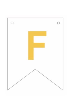 Baner biała złoty litera F 16,5 cm