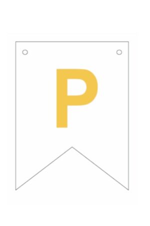 Baner biała złoty litera P 16,5 cm