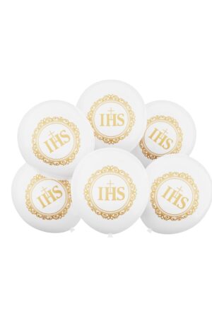Balon lateksowy 6szt IHS Komunia Święta 12cali