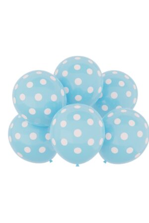 Balon lateksowy niebieski w kropki , 12 cali 6szt