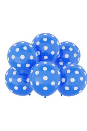 Balon lateksowy granatowy w kropki , 12 cali 6szt