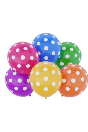 Balon lateksowy mix kolor w kropki , 12 cali 6szt