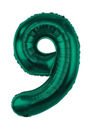 Balon foliowy cyfra 9 butelkowa zieleń, 32cale zielony