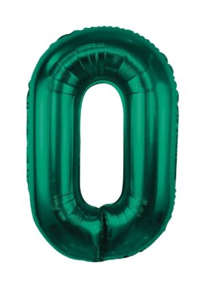 Balon foliowy cyfra 0 butelkowa zieleń, 32cale zielony