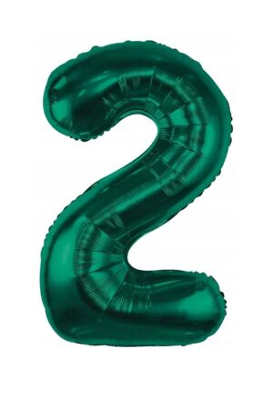 Balon foliowy cyfra 2 butelkowa zieleń, 32cale zielony