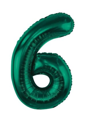 Balon foliowy cyfra 6 butelkowa zieleń, 32cale zielony