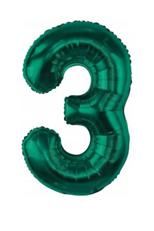 Balon foliowy cyfra 3 butelkowa zieleń, 32cale zielony